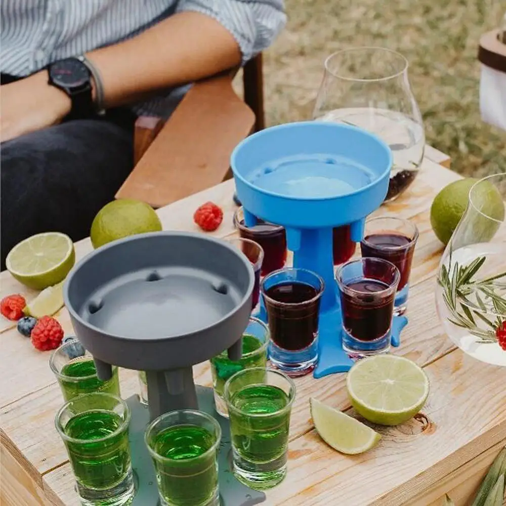 

Factory Price 6 Shot Glass Dispenser Holder Liquid Dispenser Party Beverage Drinking Dispenser Tools 40P