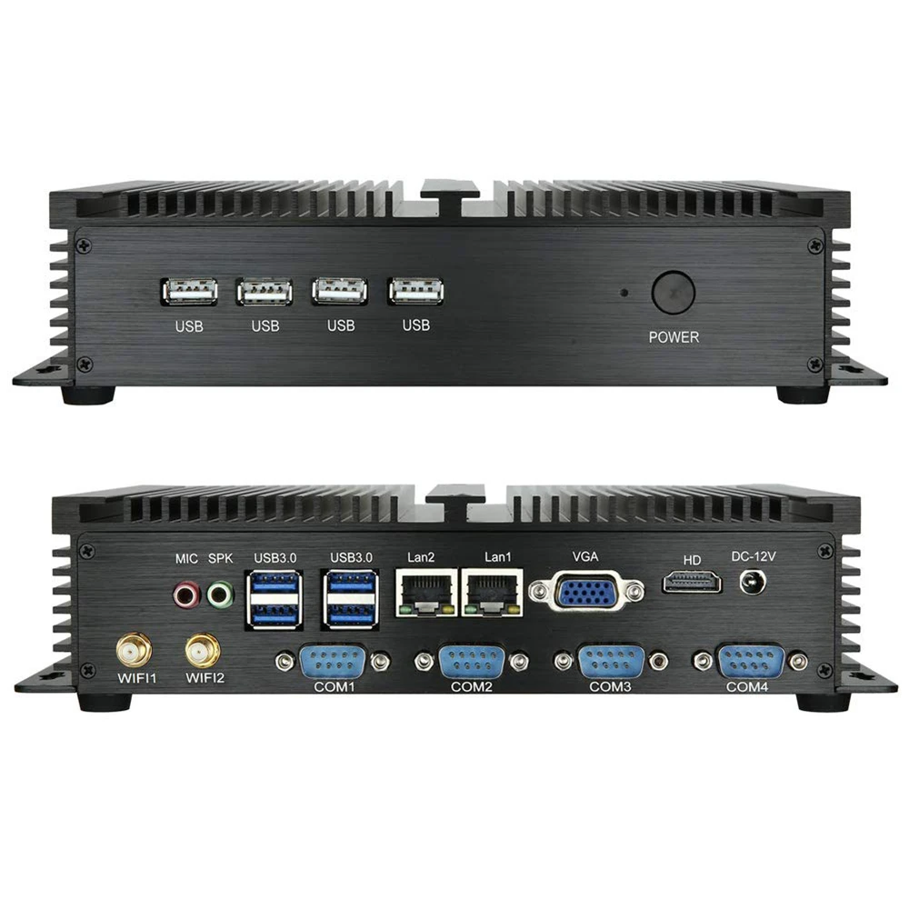 Безвентиляторный промышленный компьютер 2 * lan Мини ПК с ОС Windows XP/7/10 Intel i5 3317U 1037U 1007U