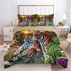 Комплект постельного белья с пододеяльником для взрослых и детей, домашний текстиль с животным рисунком, 3d цифровая печать двух тигров