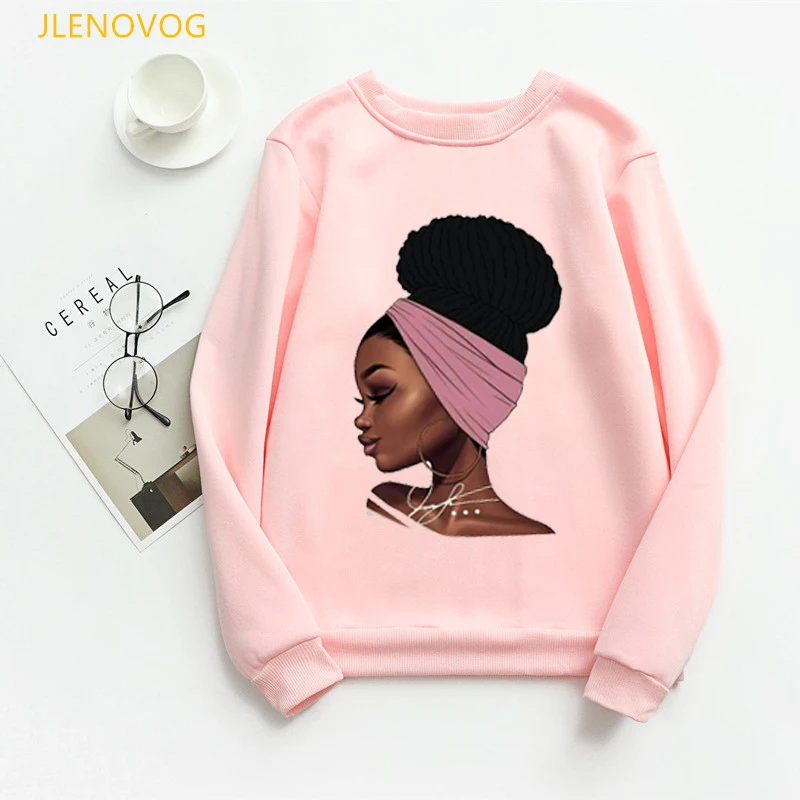 

kawaii African black girls print hoodies women winter long-sleeved sweatshirt femme melanin poppin sudadera mujer coat