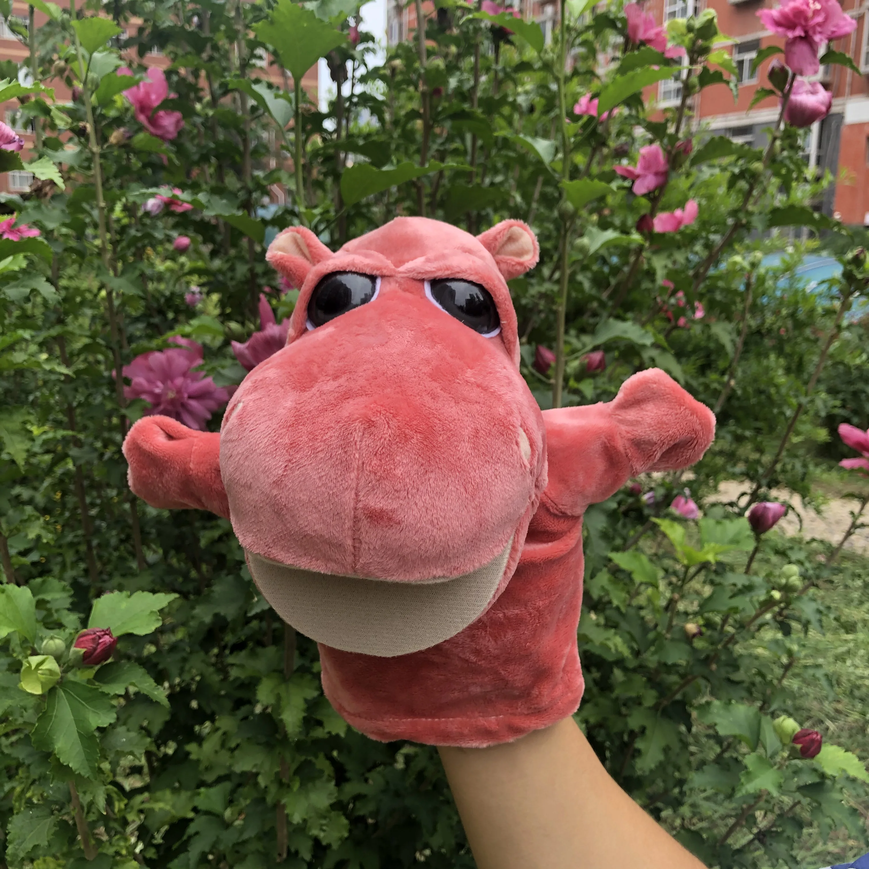 24 см кабулк красный цвет с принтом большие глаза Бегемот перчатка для младенца