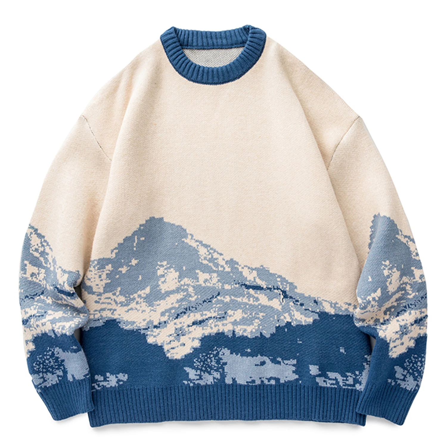 

LACIBLE Harajuku Snow Mountain Sweater Gradient Embroidered Knitted Streetwear Knitted Sweater Hip Hop Streetwear Retro Style