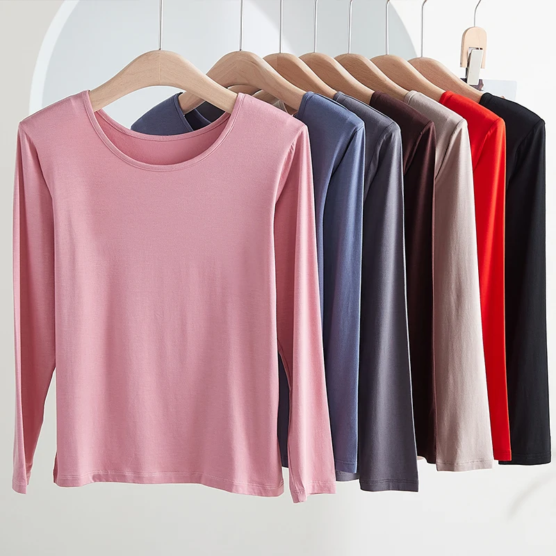 Комплекты термобелья из модала Женские однотонные базовые осенние длинные