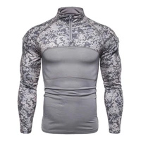 dropshipping men t shirt camouflage fashion tight stand collar combat shirt tops for autumn