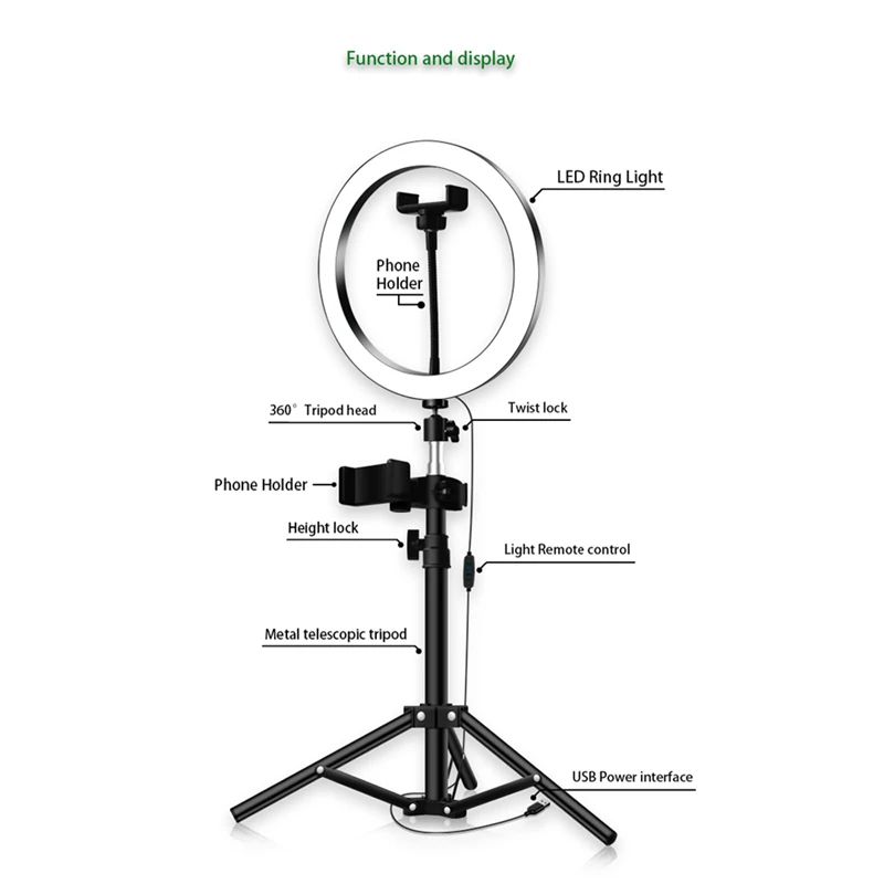 

LED Ring Light with 1.5M tripod stand, Selfie Light for Tiktok YouTube Video