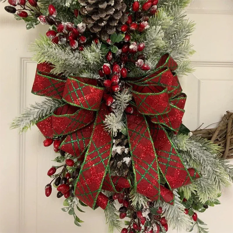 Guirnalda de abeto para decoraci&oacute;n del hogar, adorno para puerta Delantera, pared, Navidad, A&ntilde;o Nuevo, cami&oacute;n rojo, 40cm-5