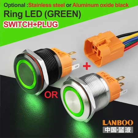 G Ring Button Plug 22 мм 1NO1NC мгновенный rgb двойной цвет никелированный латунный круглый кнопочный переключатель - Цвет: G Ring Button Plug