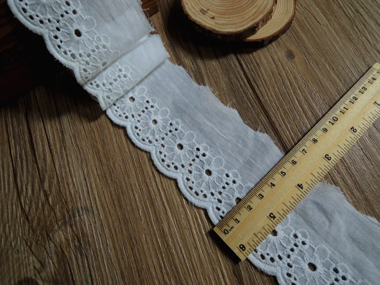 

6CM Wide Luxury White Cotton Embroidered Lace Needlework Dress Lace Appliques Trim Ribbon DIY Sewing Trimmings Guipure Decor