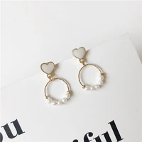 korean vogue is contracted heart shaped pearl ear nail the earring of geometrical irregular temperament woman