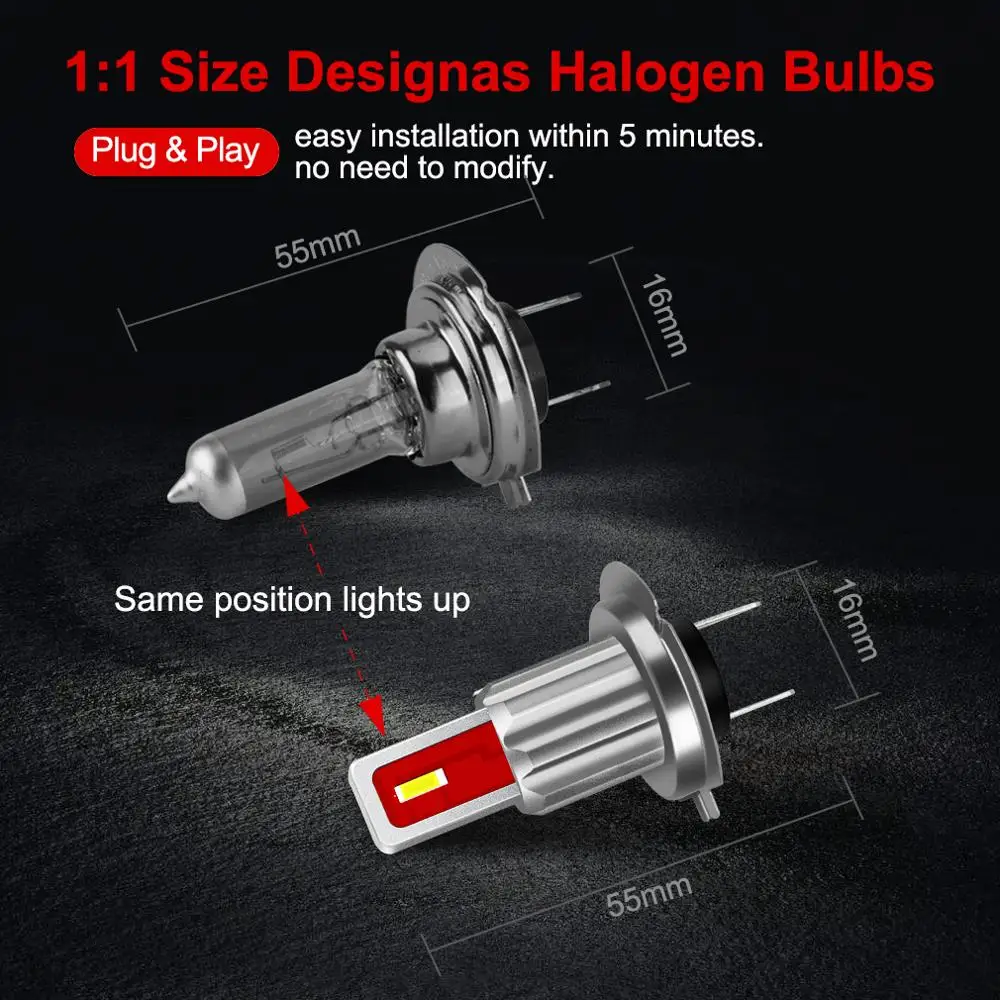 2 шт. Автомобильные светодиодные противотуманные светильник H7 светодиоды с чипом