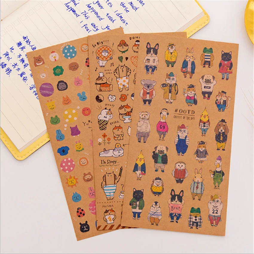 1pack/lot Japanese Style Cartoon Kawaii Cats Adhesive Decorative Paper Stickers Mobile Phone Children Dairy | Дом и сад
