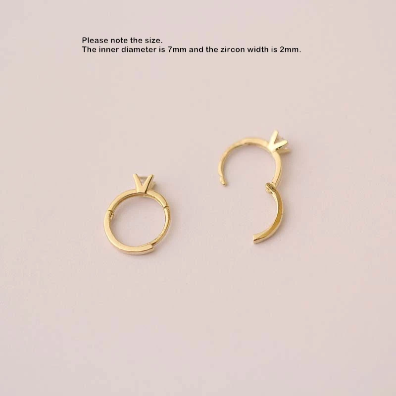 Простые Модные серьги из чистого золота 9 к с цирконием круглые пряжкой для ушей