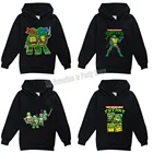 Подростковая Черепаха ниндзя Bandai, Детская толстовка, свитшот с капюшоном для девочек и мальчиков, детский пуловер с мультяшными буквами, женская рубашка