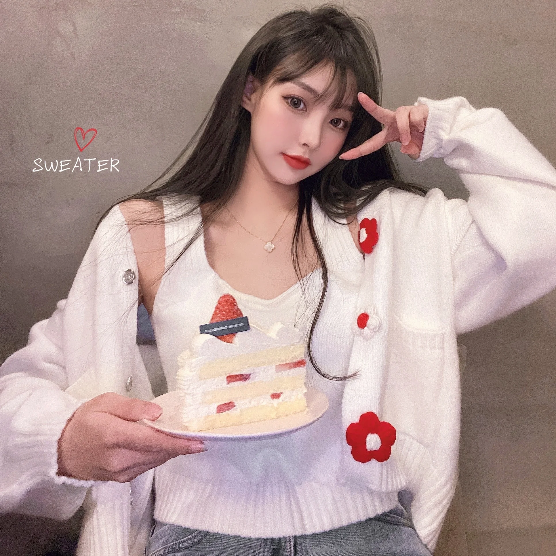 Цена свитер кардиган пальто осень и зима универсальный костюм в Корейском стиле