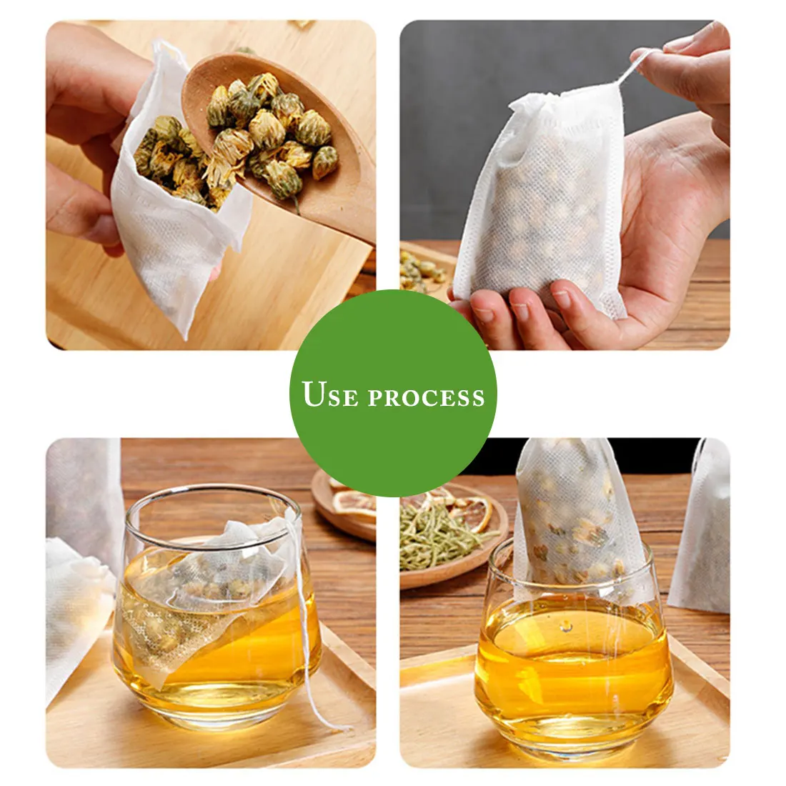 

Food Grade Non-woven Fabric Tea Bags 100pcs Tea Filter Bags for Spice Tea Infuser with String Heal Seal Spice Filters Teabags
