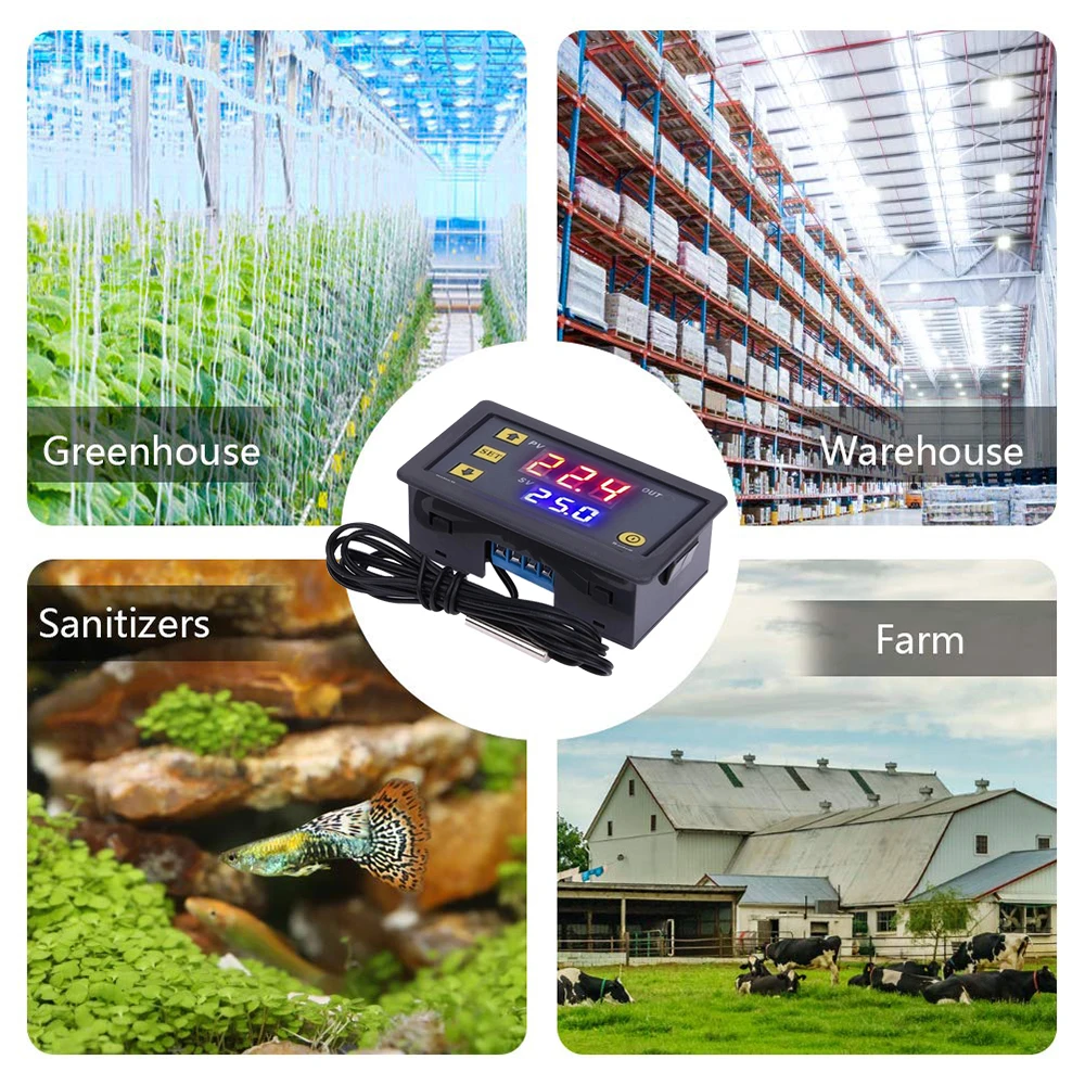 W3230 цифровой Контроль температуры 12V 24V AC110-220V щупа 20A светодиодный Дисплей