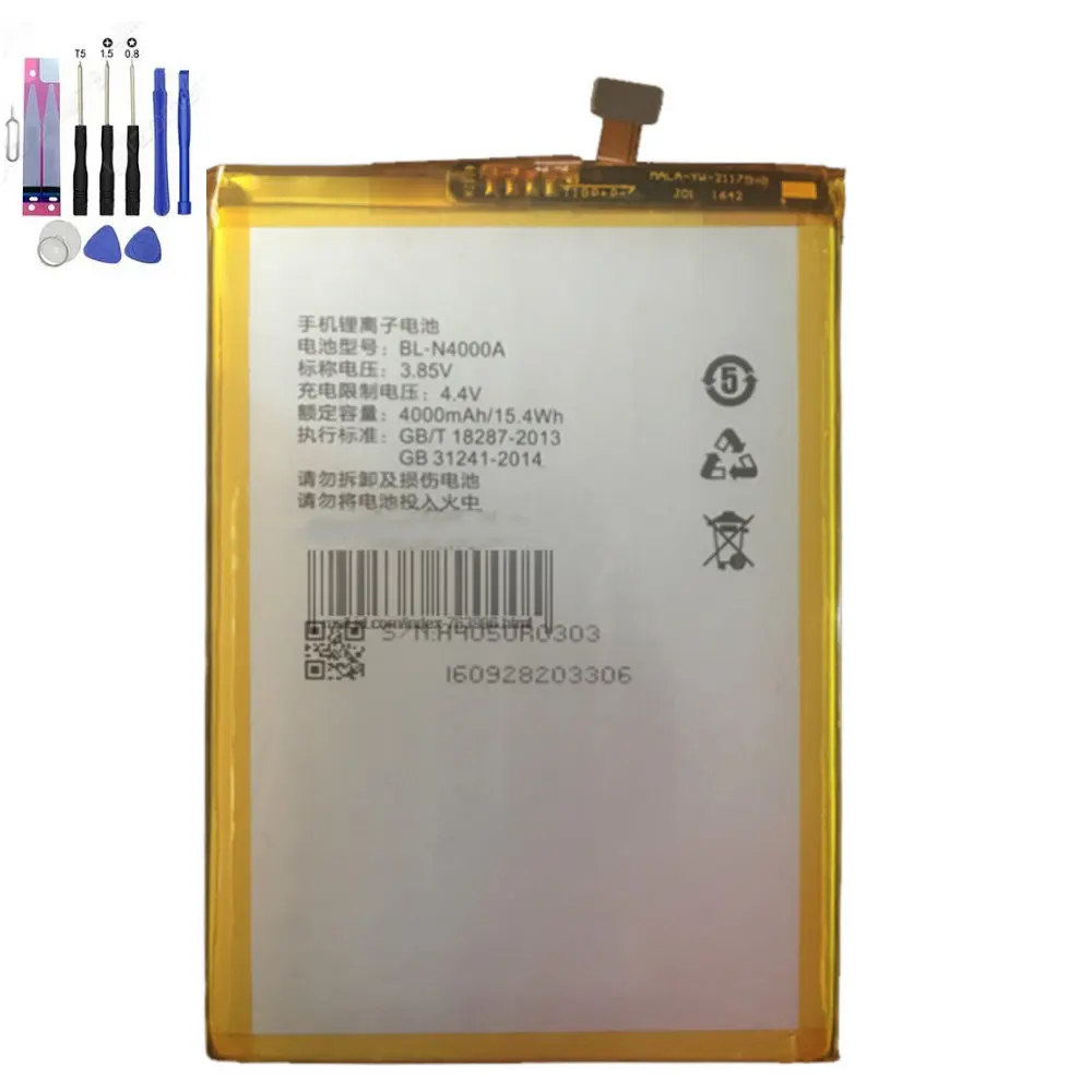

Original Battery 4000mAh 15.4Wh 3.85V Bl-n4000a for Gionee GN5003 gn5003s V187PRO BL-N4000A Cell phone batterie+TOOLS