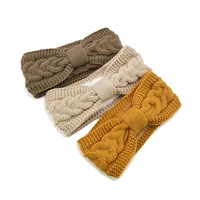 winter knitted headbands for women warm woolen knitting ear warmer crochet bow turban headwear girls hair band hair accessories
