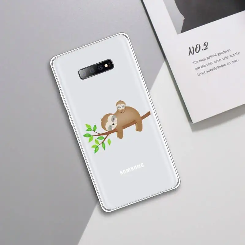 

Lovely animal yoga sloth Phone Case Transparent For Samsung Galaxy S A 5 7 8 9 2015 20 edge plus 10 e lite 2019
