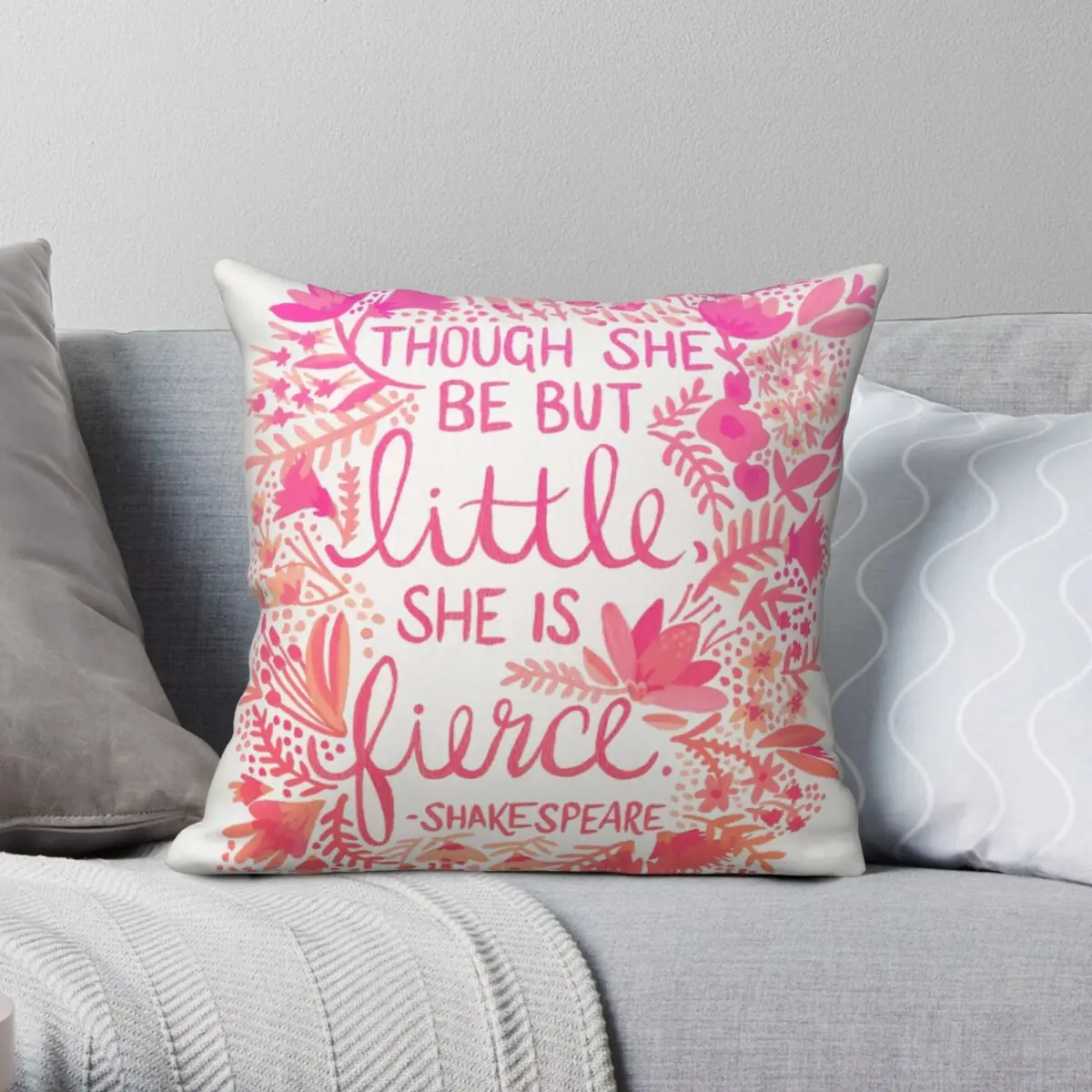 

Little Fierce Pink Gradient Square Pillowcase Polyester Linen Velvet Creative Zip Decor Pillow Case Home Cushion Case 45x45