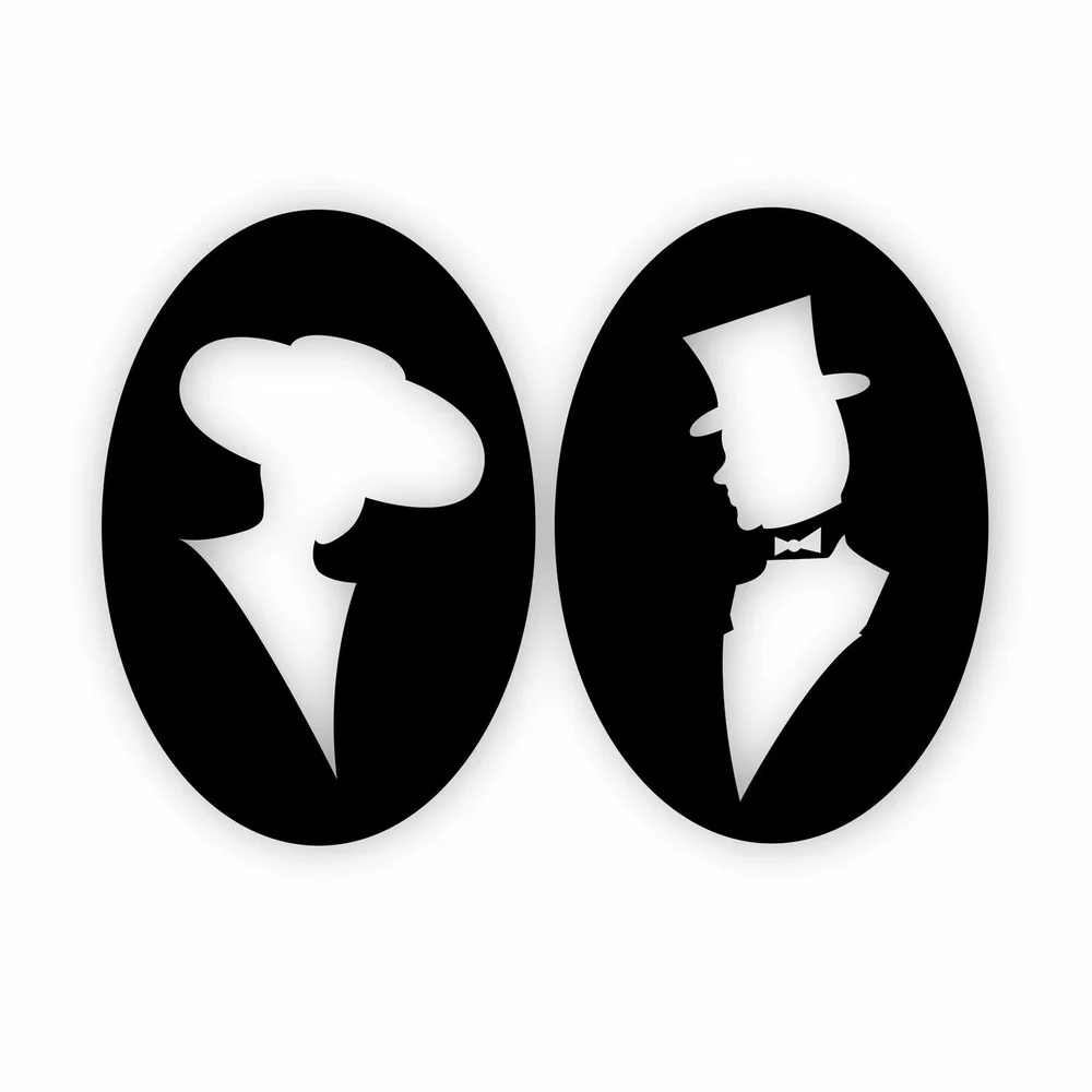 

Customized High Quality Oval Ladies and Gents Toilet Black Door Signs