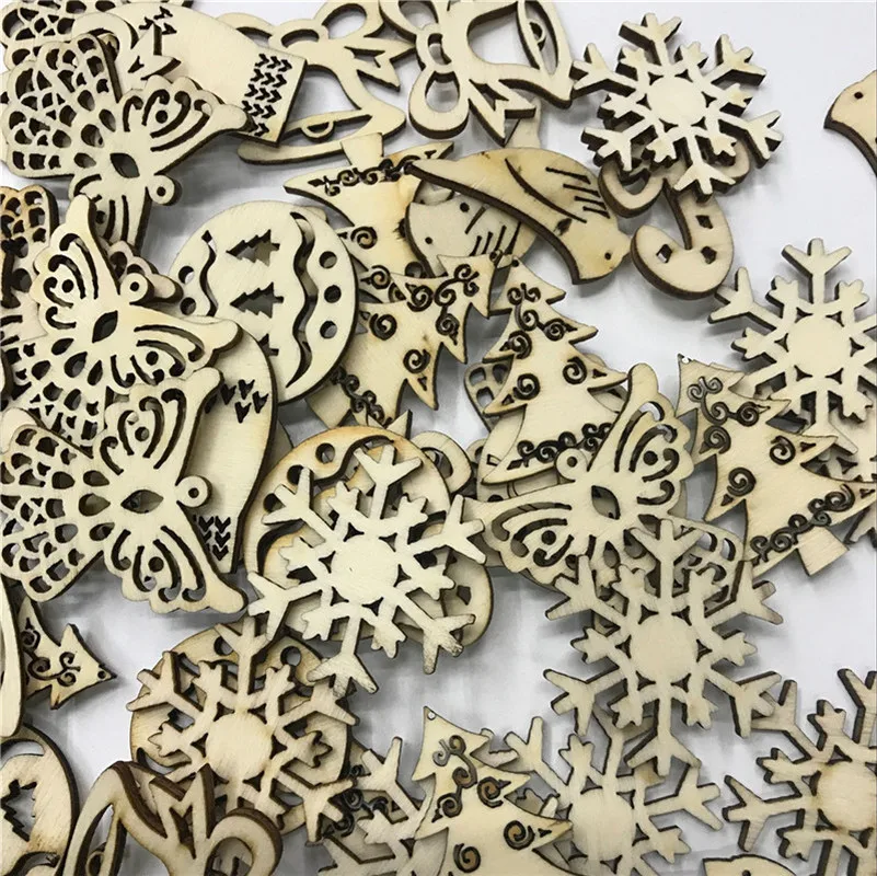 

200PCS 35MM-40MM Unfinished Wood Cutouts Wood Tree Shape Natural Wood Pieces for DIY Crafting Ornament Embellishments
