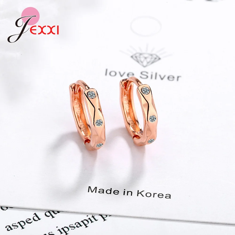 Женские серьги кольца ручной работы простые из серебра 925 пробы с австрийскими