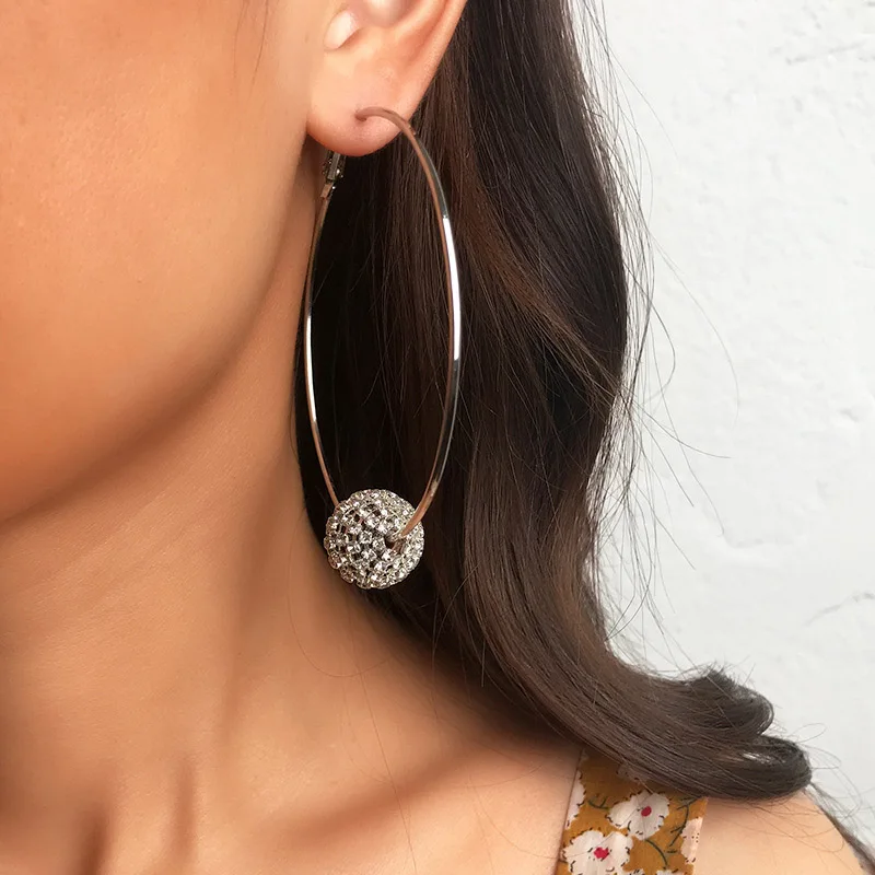 Простые Модные серьги для женщин креативные большие круглые блестящий мяч