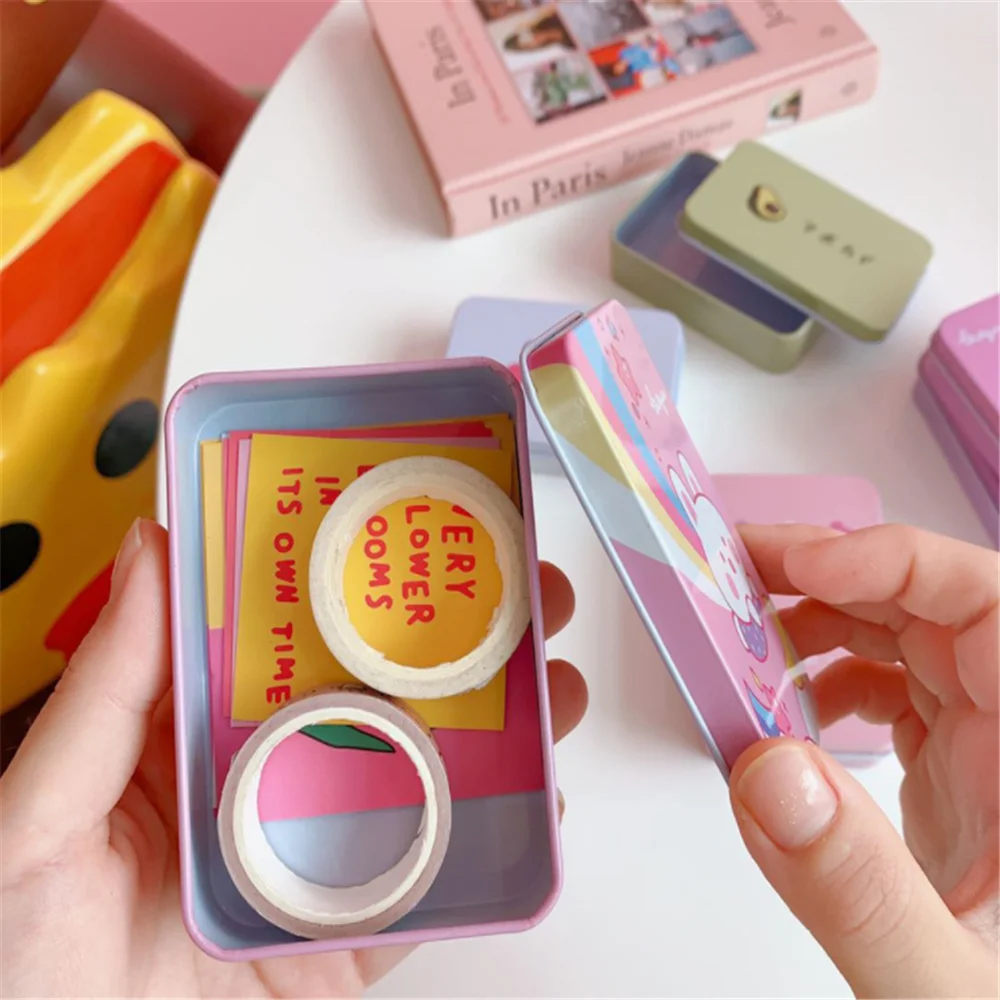 1 шт. Мини милый мультяшный жестяной металлический ящик для хранения Коробка