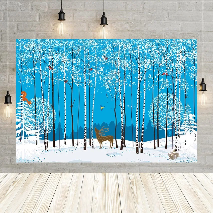 

Avezano Photography Backgrounds Winter Snow Cartoon Forest Animal Landscape Decoration Photographic Backgrounds For Photo Studio