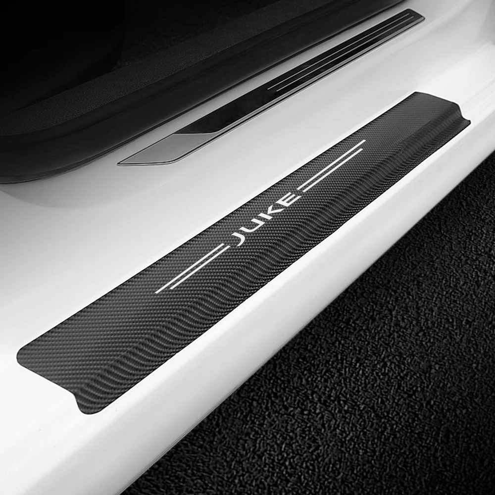 

For Nissan Juke Auto Door Threshold Guards Accessories4PCS Car Door Sills Anti Scratch Carbon Fiber Scuff Pedal Cover Stickers