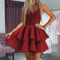 vestido curto 2020 short burgundy homecoming dresses satin a line spaghetti strap mini party gowns formal homecoming dress gradu