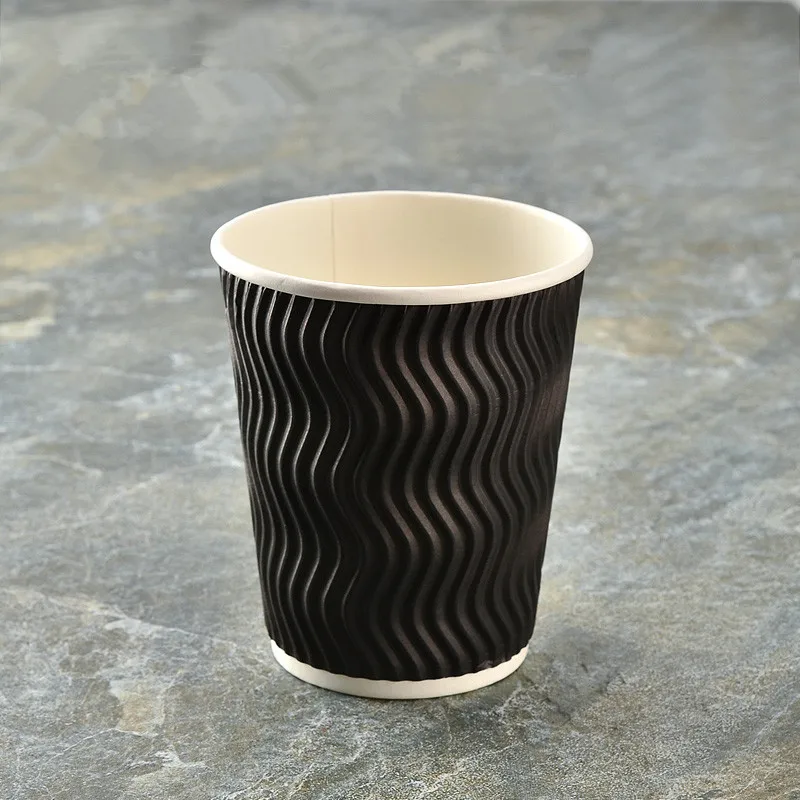 Only Black cup 50 шт Высокое качество сгущенные двухслойные бумажные стаканчики для горячих напитков 8 унций/12 унций/16 унций вечерние одноразовые стаканчики для кофе с крышкой - Цвет: Only Black cup