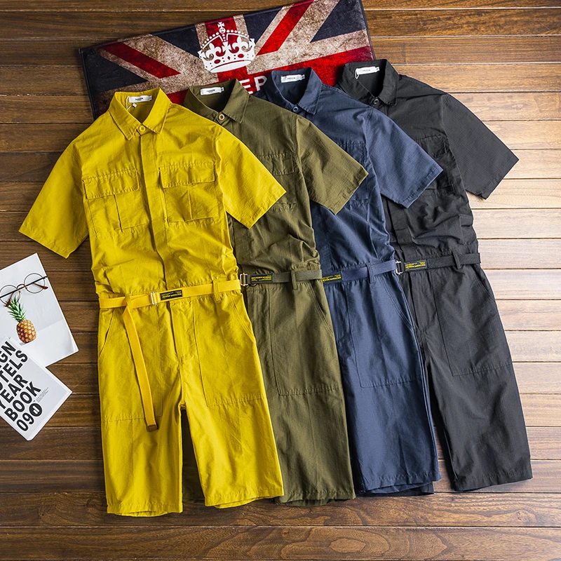 Мужской комбинезон с карманами ZYYong свободные однотонные комбинезоны в стиле