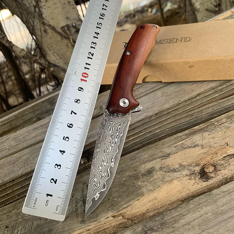Новый карманный нож ручной работы из красного сандалового дерева Дамаск VG10