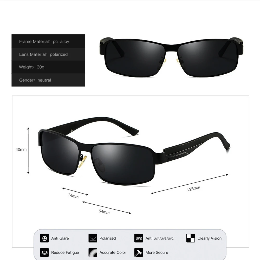 

High-end rectangule Driver Sun Glasses Women Men Polarized Mirror Sunglasses Custom Made Myopia Minus Prescription Lens -1 to -6
