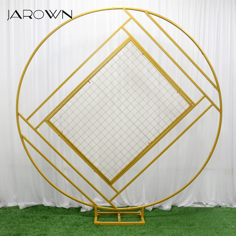 

JAROWN New Wedding Arch Mariage Backdrop Wrought Iron Creative Ring Geometric Diamond Grid Frame Stand Home Party Decoration