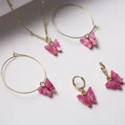 Милое акриловое ожерелье с бабочкой для женщин, Длинная подвеска на цепочке до ключиц в Корейском стиле, стильные подарки для женщин