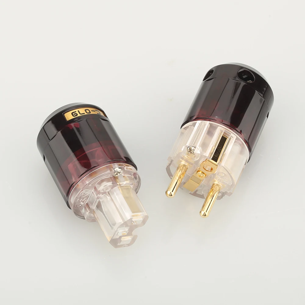 Одна пара 24 К позолоченный P-079E Schuko EU штекер+ C-079 IEC гнездовой разъем для аудио DIY