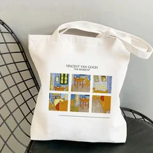 Bolso de compras de lona para mujer, bolso de hombro femenino de estilo Kawaii Harajuku de Vincent Van Gogh
