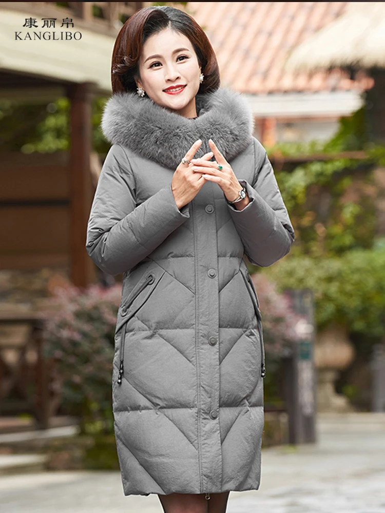 Winter Duck Down Jacket Women Long Coat Female Thick Clothes Ladies Large Fox Fur Hooded Warm Hiver 8158 | Женская одежда