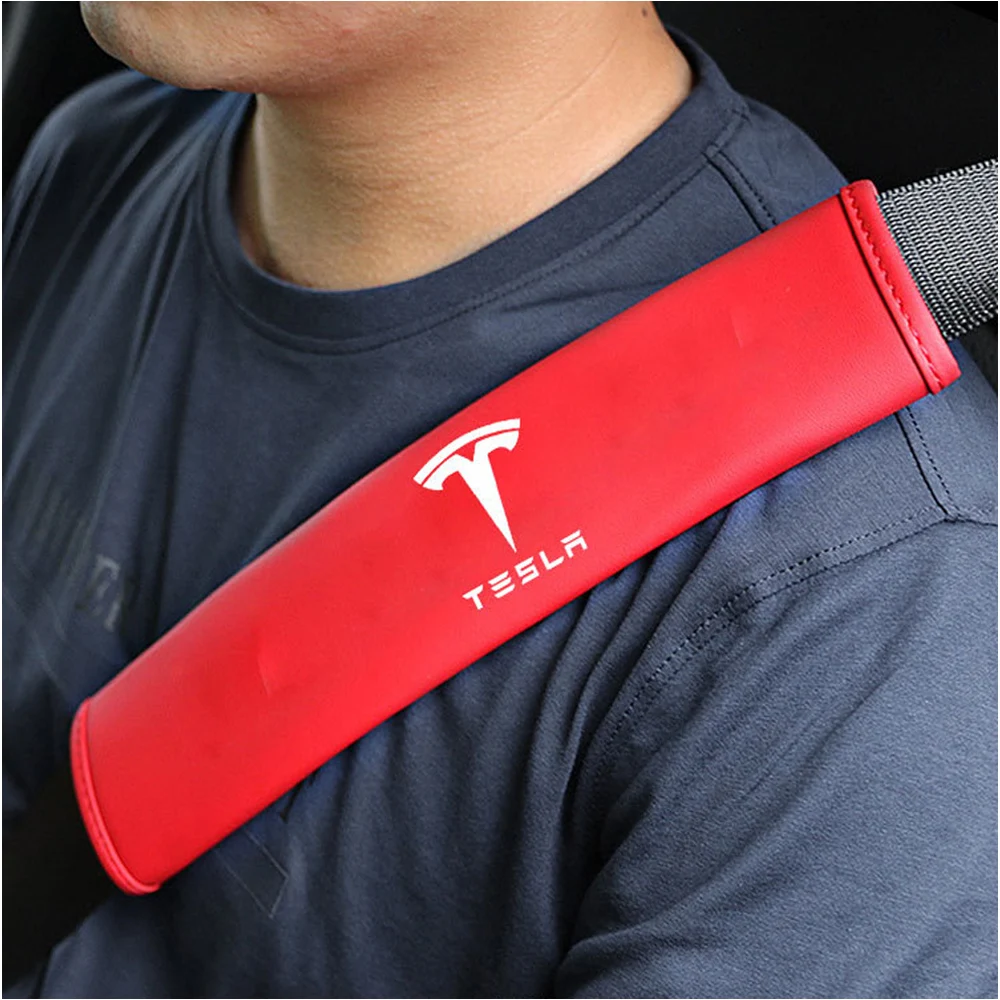 1pair Car Seat Belt Pads Seat Shoulder Strap Pad Cushion Cover Car Belt Protector Safety Belt Cover for Tesla model 3 S X