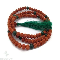 8mm rudraksha green jade gemstone tassel 108 beads mala necklace healing buddhism bless handmade chakas pray sutra fancy wrist