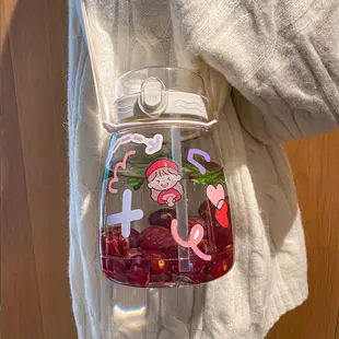

Water Bottle with Straw Kawaii Bottle New Born Baby Items Crystal Water Clear Milk Carton Wholesale Items