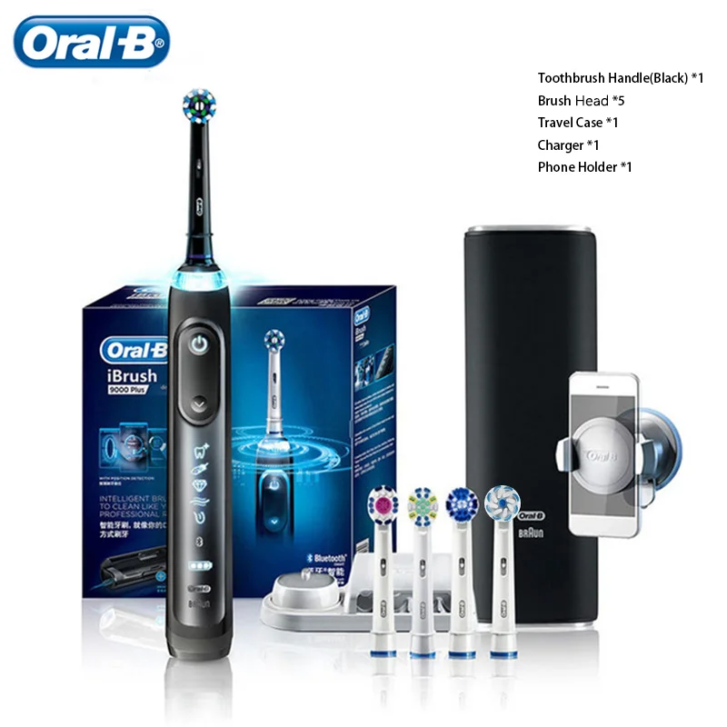 

Original Oral B iBrush 9000 Plus Electric Toothbrush Rechargeable Bluetooth Smart Ring 6 Modes Oral Care Deep Clean Charging Box