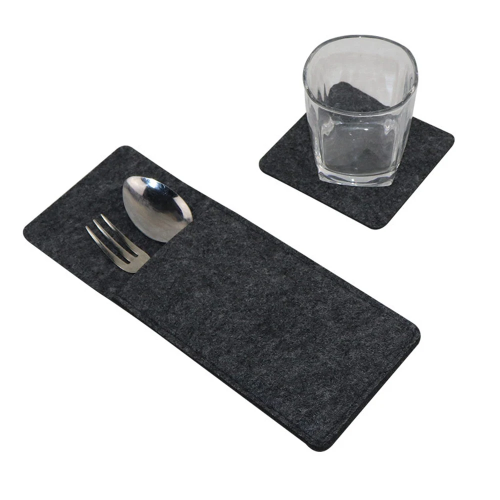 3PCS Felt Placemats Washable Table Mat European Style Insulation Pad Non-slip Dish Bowl Glass Coaster For Kitchen Dinning Room | Дом и сад