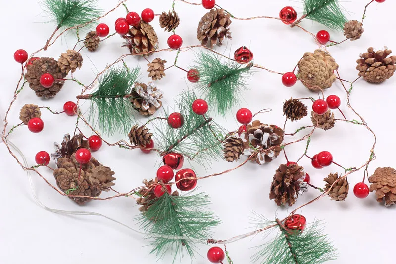 Рождественская гирлянда из красных ягод 220 см светодиодные медные сказочные огни