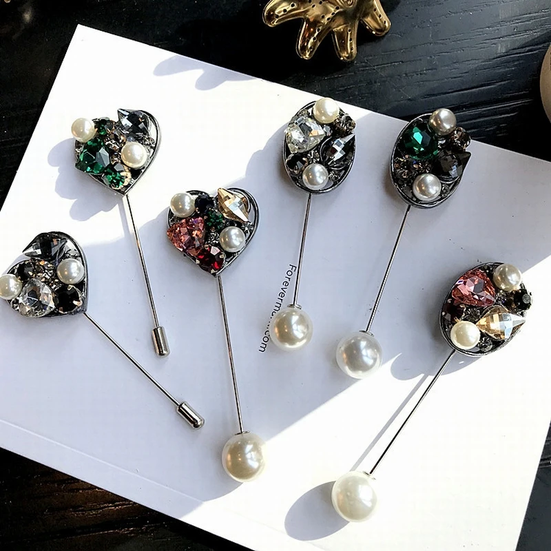 Женская длинная брошь ручной работы в стиле ретро стразы с искусственным