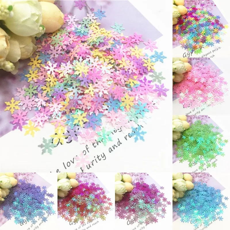 10 мм Снежинка ПВХ блёстки Рождественский подарок ткань блестки DIY Navidad украшения