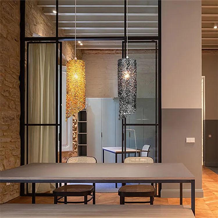 

Nordic color creative lighting iron rattan post-modern home chandeliers restaurant LED lights decoration shop aluminum wire